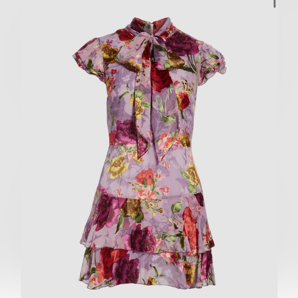 Alice + Olivia Water Lotus Lavender Floral Mini Dress (Size 0) NWT